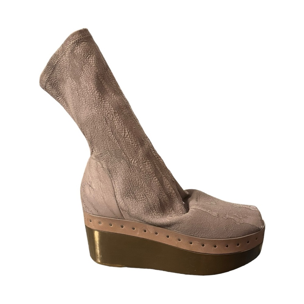 Rick Owens “Blister Lamb Sabat Sock” Bronze Plated Platform Sandal Size 37